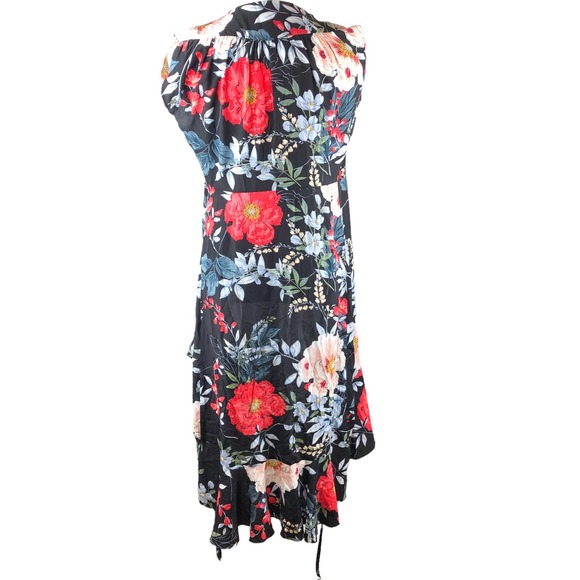 Yumi Kim Anthropologie Silk Floral Mini Wrap Santorini Dress Black Multi Size S - Picture 3 of 12